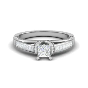 0.30 cts. Princess Cut Diamond Split Shank Platinum Solitaire Engagement Ring JL PT RP PR 206