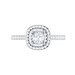 0.50 cts Solitaire Double Halo Diamond Shank Platinum Ring JL PT RH RD 251
